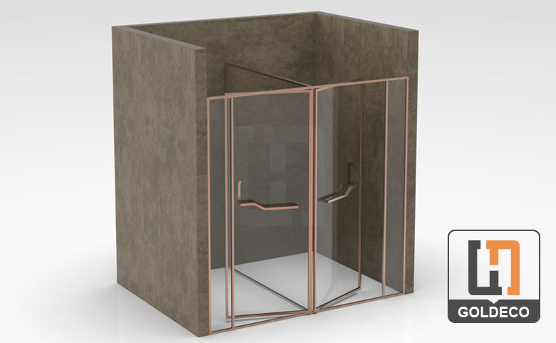T Shape Stainless Steel Framed Shower Door with Hidden Hinge